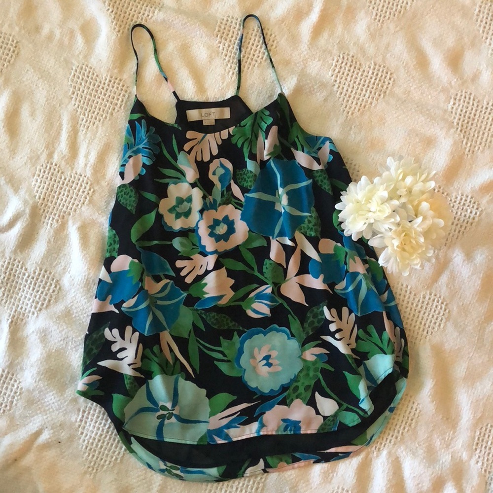 Tropical Floral Spaghetti Strap Blouse